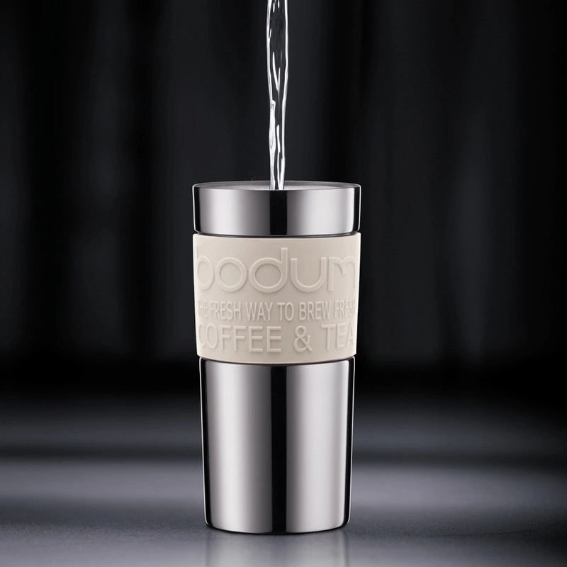 Bodum - kubek z zaparzaczem tłokowym do kawy Travel Press 350 ml Off white
