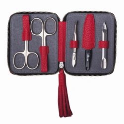 Erbe Solingen - Zestaw do manicure, 5 el. stal niklowana w czerwonym etui