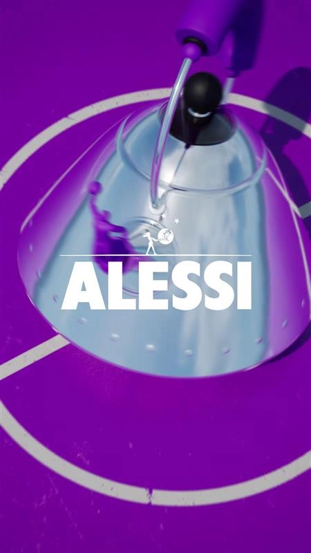 Alessi - czajnik z gwizdkiem, koszykarz, fioletowa rączka 9093