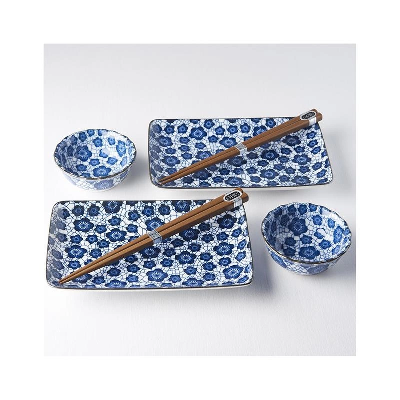 Made in Japan - Zestaw do sushi Plum biało-niebieski