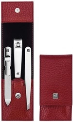 Zwilling - Zestaw podróżny Classic Inox – skórzane etui, 3 elementy - Czerwony