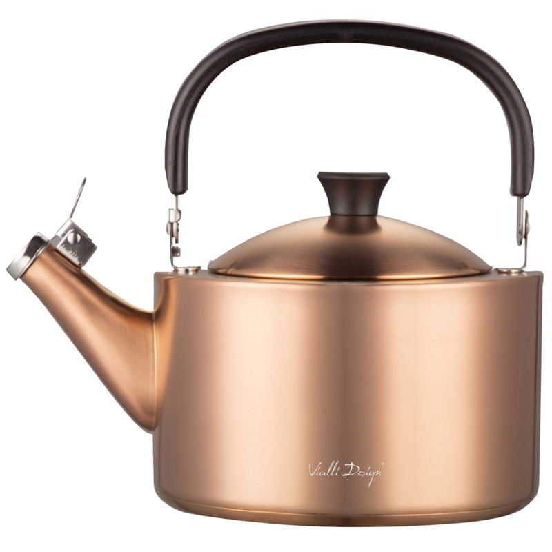Vialli Design - Czajnik 1,5l z gwizdkiem Diamante złoty rose gold matowy