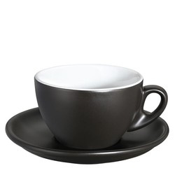 Cilio - filiżanka do cappuccino, ze spodkiem, 0,1 l, czarna matowa Roma