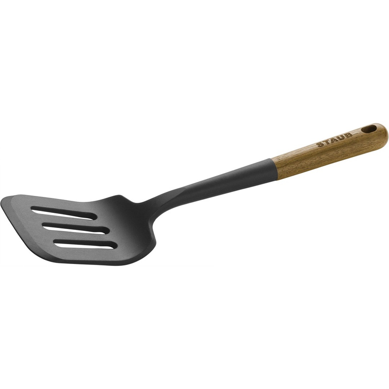 Staub - szpatułka silikon czarny 31 cm drewno akacjowe