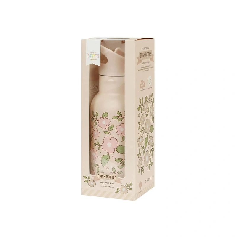 A Little Lovely Company - Kubek ze słomką dla dzieci BLOSSOMS PINK 350 ml