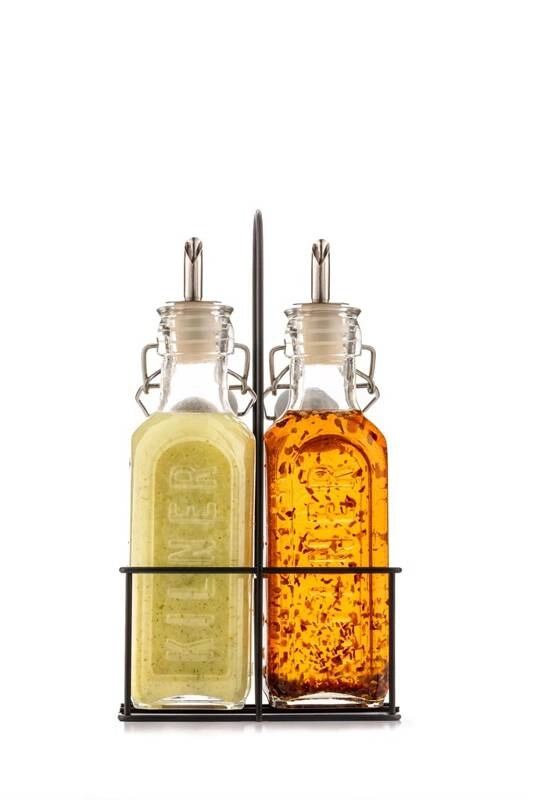 Kilner - Zestaw 2 butelek na oliwę/ocet 0,3l. w koszyku