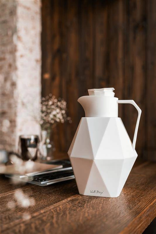 Vialli Design - Termos z wkładem szklanym 1L GEO biały