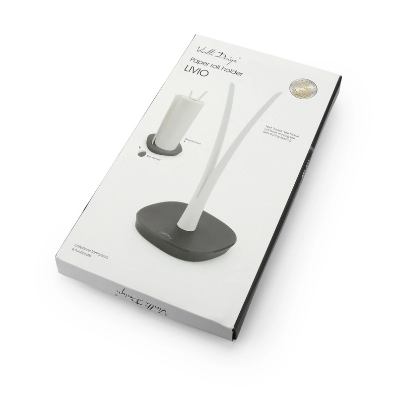 Vialli Design - Stojak na ręcznik papierowy szaro-biały Livio