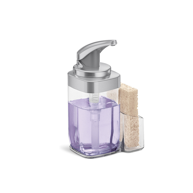 simplehuman - Dozownik do mydła z pojemnikiem na gąbkę, 650 ml
