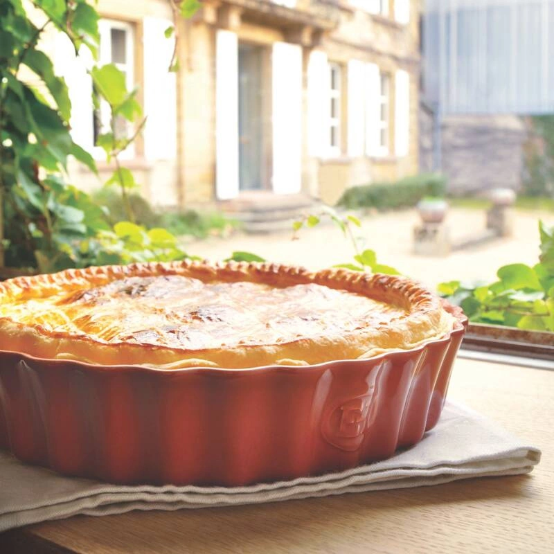 Emile Henry - Głębokie naczynie do tarty - 28 CM - czerwony