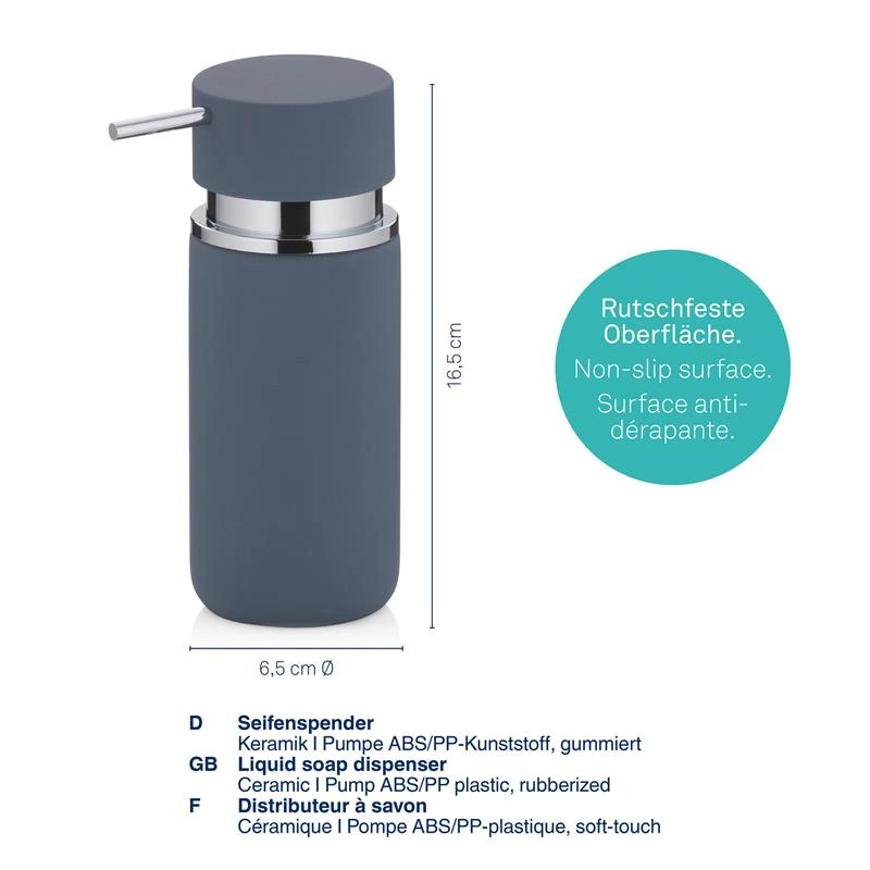 Kela - dozownik do mydła w płynie, ceramika/tworzywo sztuczne, 0,3 l, śred. 6,5 x 16,5 cm, niebieski Per