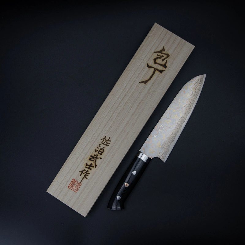 Takeshi Saji - Blue Steel Nóż Santoku ręcznie kuty 18 cm