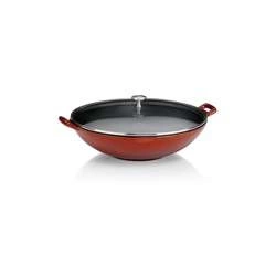 Kela - Wok żeliwny +pokrywa 4 l czerwony Calido