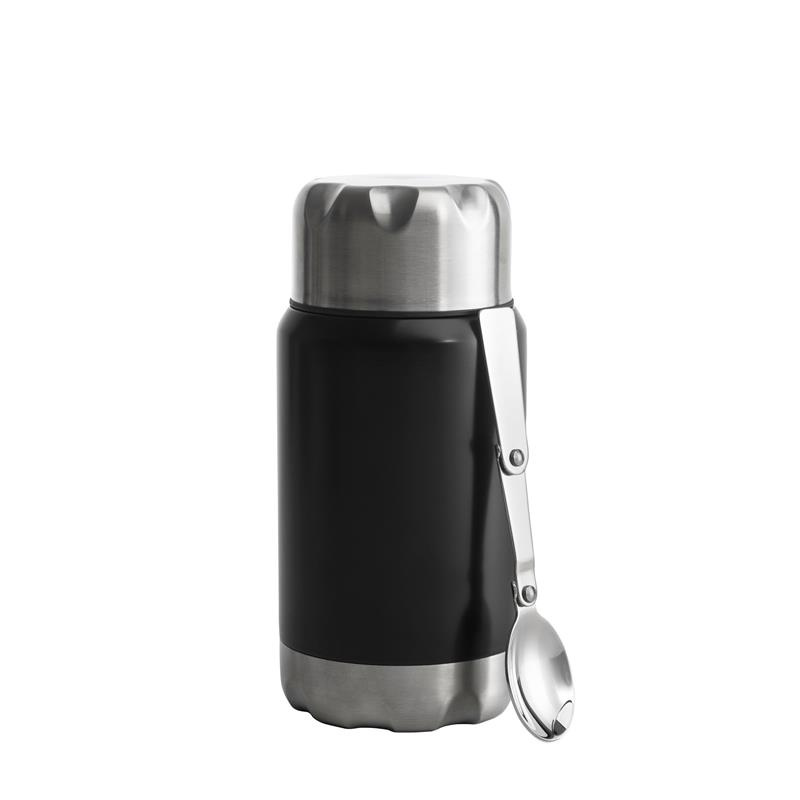 Sagaform - termos obiadowy ze składaną łyżką Mark, stal nierdzewna/miedź, 0,6 l, śred. 9 x 20 cm, czarny To Go