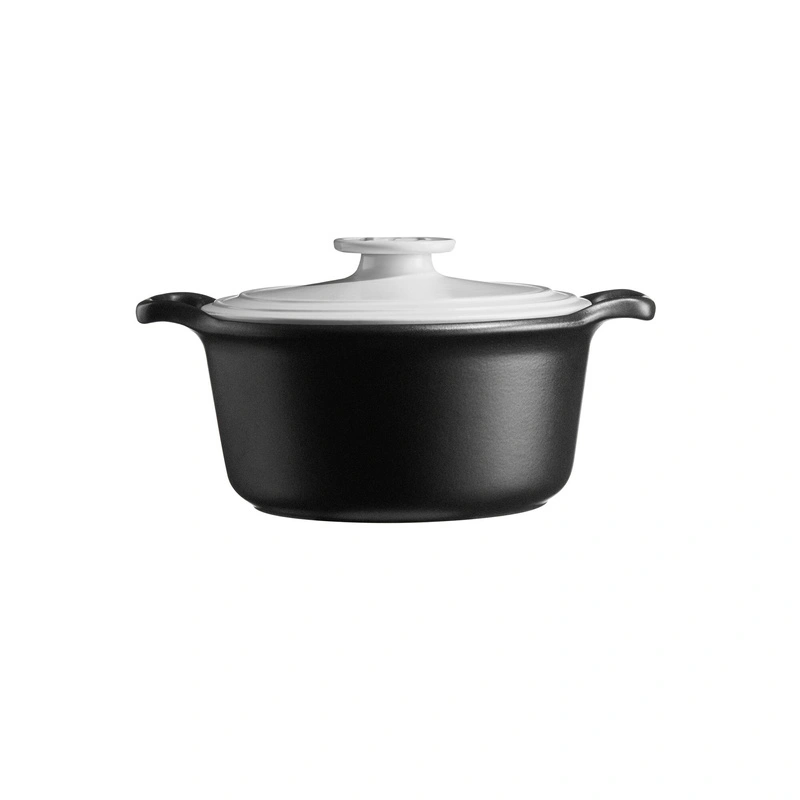 Emile Henry - Garnek ceramiczny SUBLIME+ 5,5L - czarny z białą pokrywą