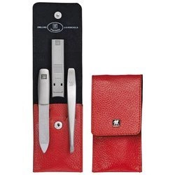 Zwilling - zestaw do manicure - czerwone skórzane etui, 3 elementy Twinox