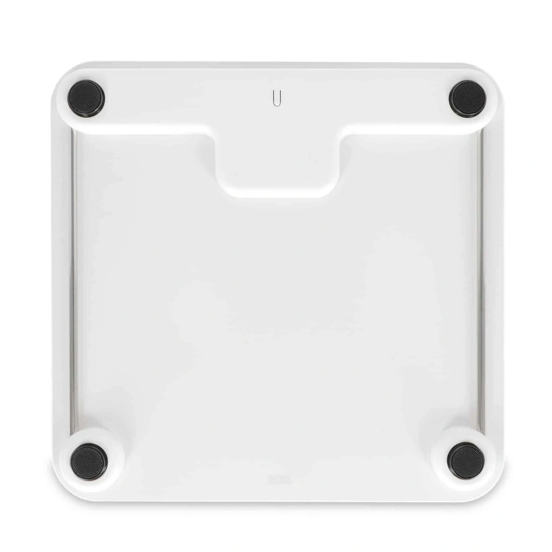 ADE - waga łazienkowa na dynamo, do 150 kg, 30 x 30 cm, biała