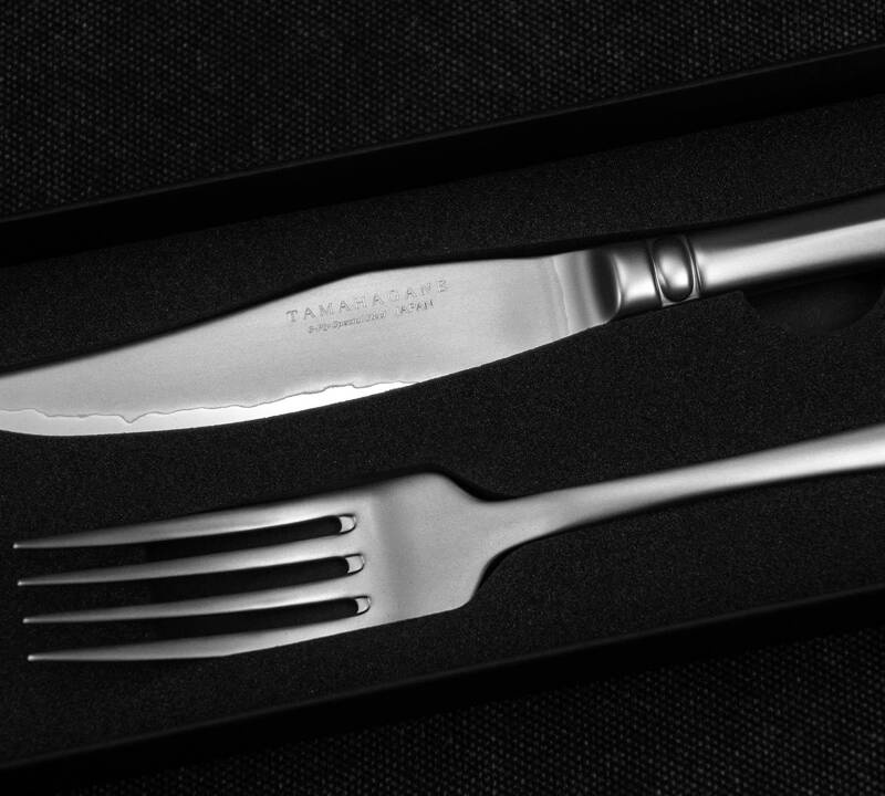 Tamahagane - Zestaw 4 noże + 4 widelce do steków