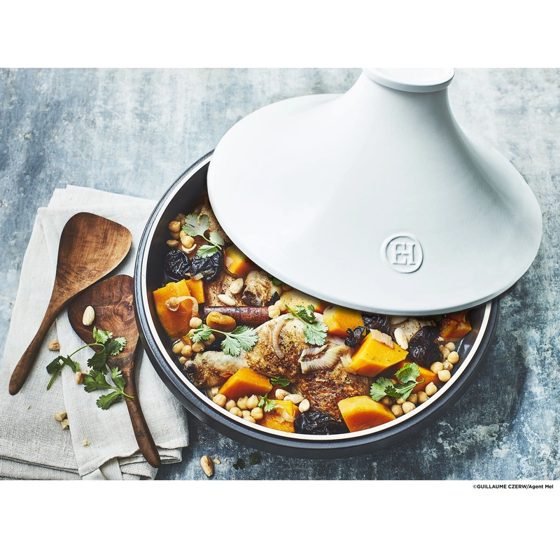 Emile Henry - Tagine Delight indukcja 33cm 4l - biało-czarny