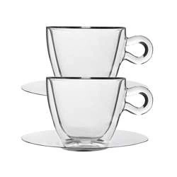 Luigi Bormioli - Filiżanki termiczne do espresso 2 szt. + podstawki