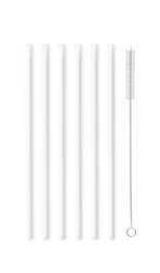 Vialli Design - Słomki szklane białe 20cm zestaw 6 sztuk ze szczoteczką