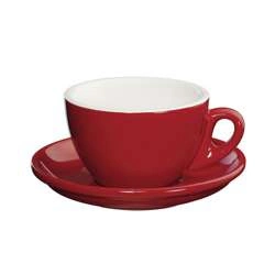 Cilio - filiżanka do cappuccino ze spodkiem, porcelana, czerwona, 0,1 l Roma