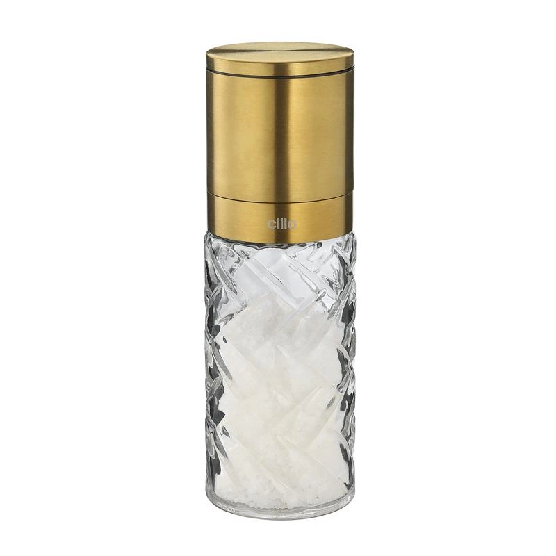 Cilio - młynek do soli lub pieprzu, szkło/stal nierdzewna, śred. 5,5 x 16 cm, kolor złoty Cristallo