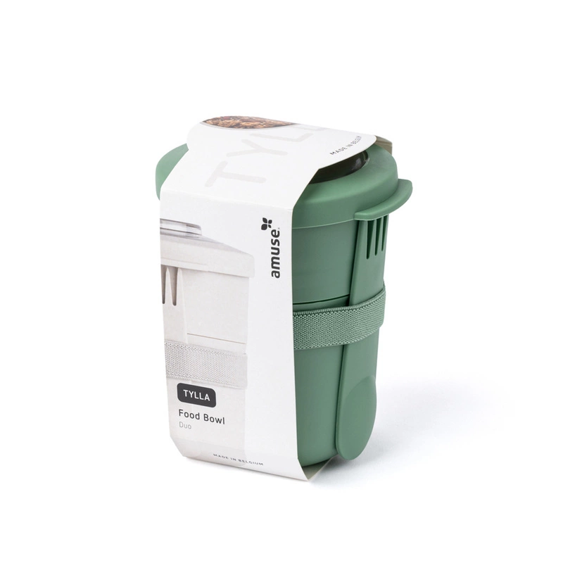 Amuse - Pojemnik na jogurt 2 w 1 ze sztućcem - zielony
