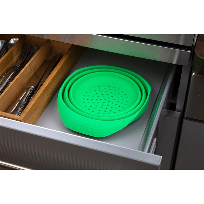 Lurch - cedzak składany, silikon, 19 x 22 x 3,5 cm, 2,0 l, zielony