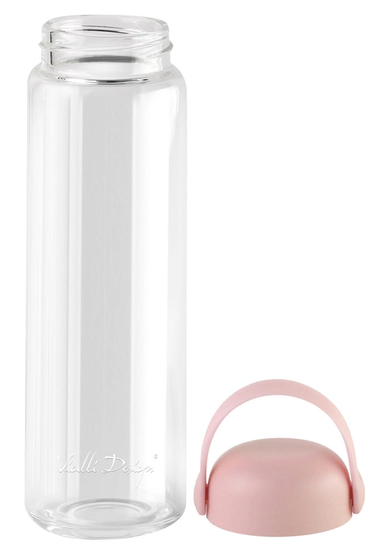 Vialli Design - Szklana butelka na wodę Fuori 540 ml różowa