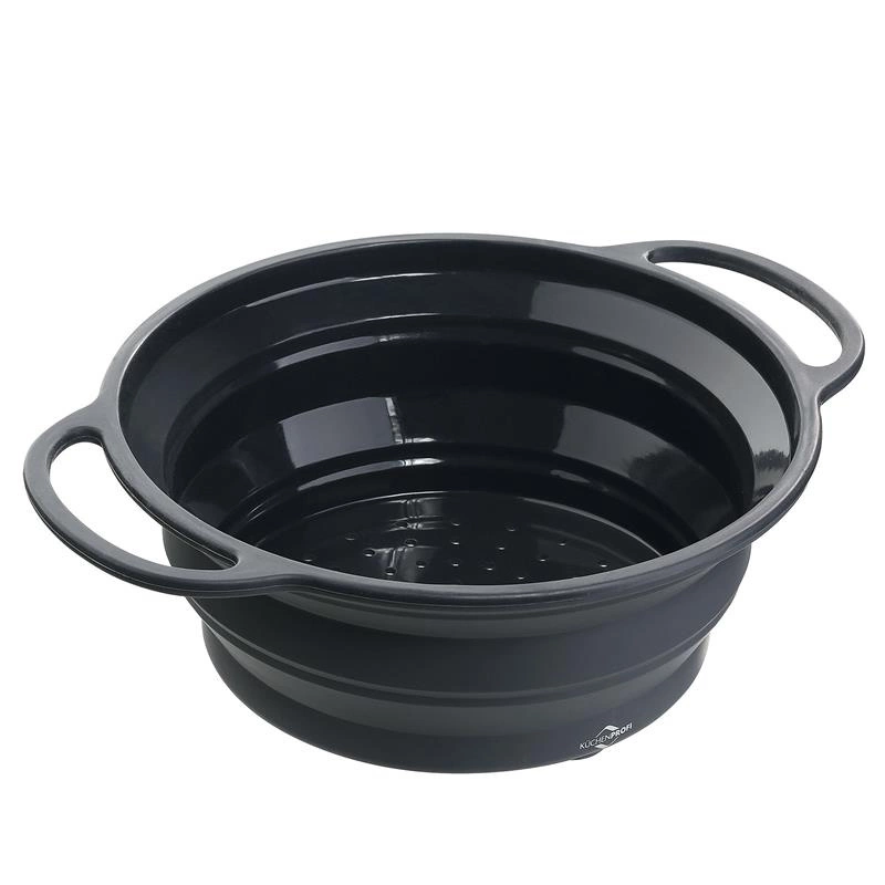 Kuchenprofi - cedzak składany, silikonowy, śred. 24 x 10,5 cm, czarny Trend