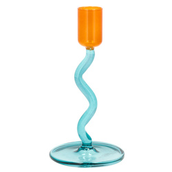 Villa Collection - Świecznik kręcony szklany Styles wys. 15 cm Blue/Orange