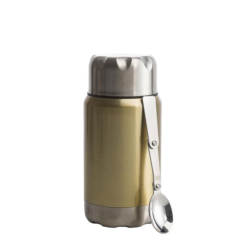 Sagaform - termos obiadowy ze składaną łyżką Mark, stal nierdzewna/miedź, 0,6 l, śred. 9 x 20 cm, złoty To Go