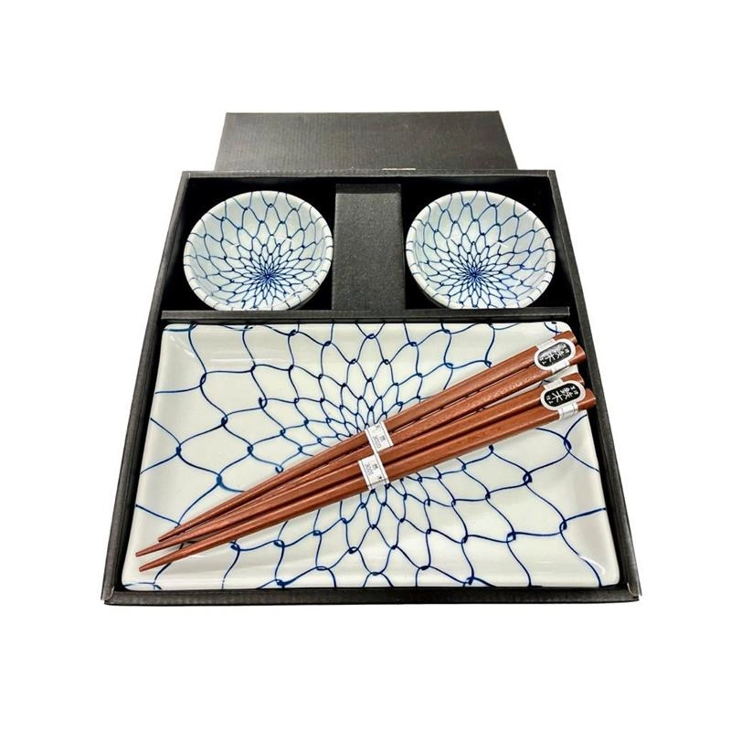 Made in Japan - Zestaw do sushi biało-niebieski