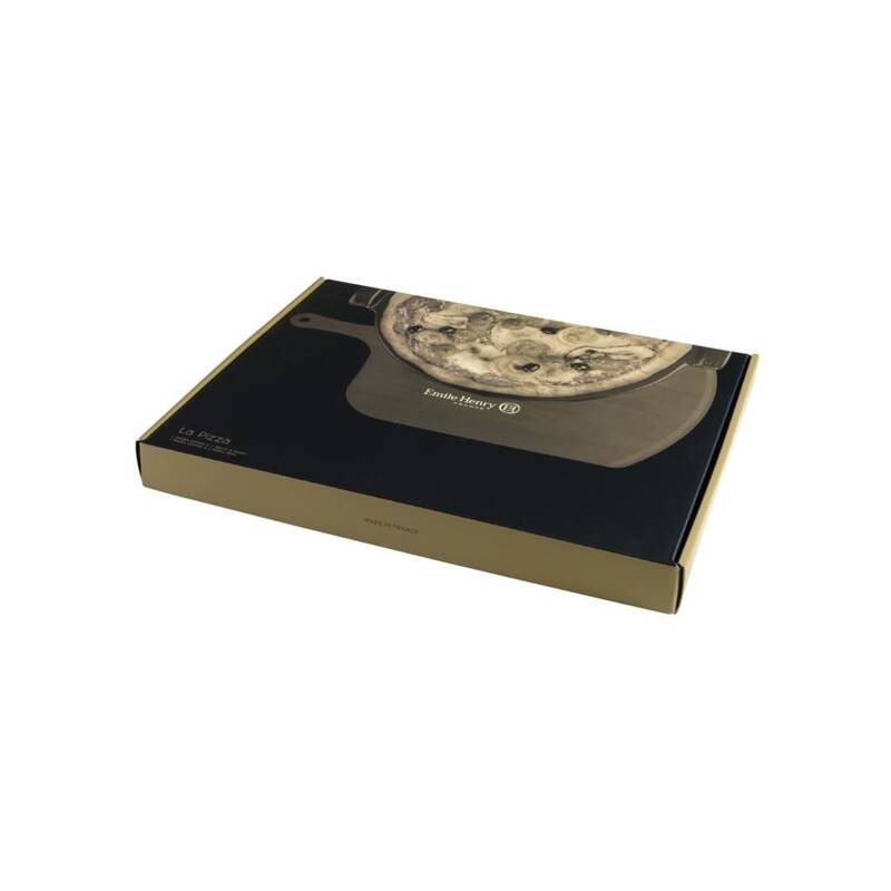 Emile Henry - Zestaw do pizzy- gładki kamień 37cm plus drewniana łopatka 43x33x0.8cm