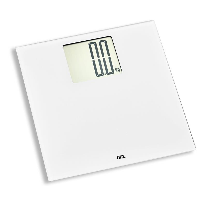 ADE - waga łazienkowa z dużym wyświetlaczem, do 180 kg, 30 x 30 cm, biała Katharina