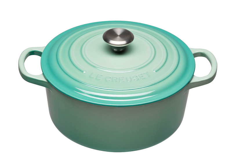 LeCreuset - brytfanna żeliwna emaliowana Signature okrągła 22 cm 3,3 l miętowa