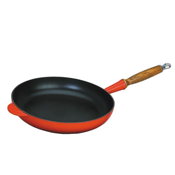 LeCreuset - płytka emaliowana patelnia żeliwna 26 cm  płomienna
