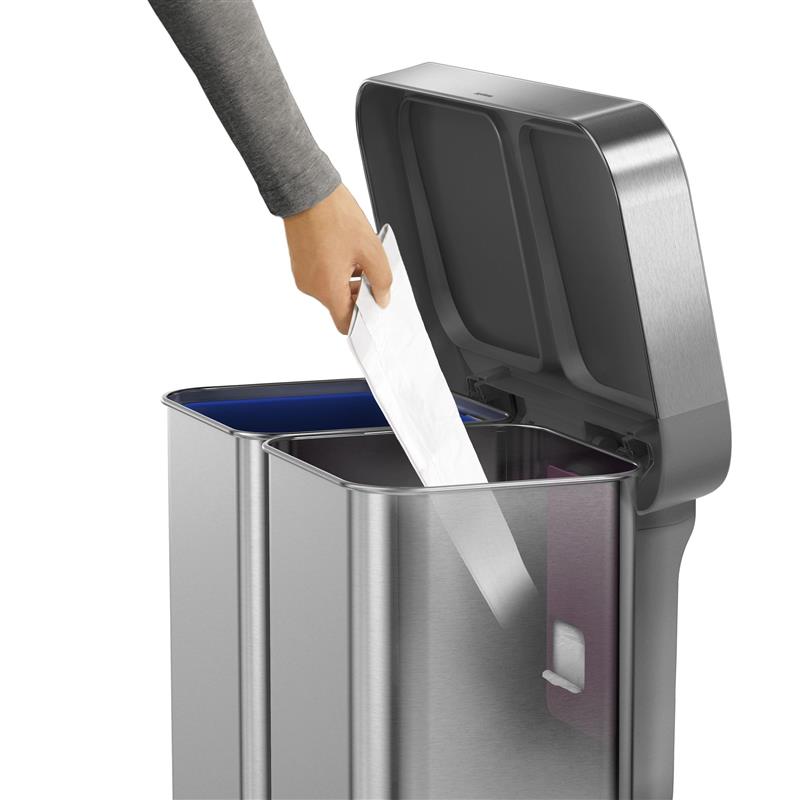 Simple Human - kosz  na śmieci 58 l pedałowy Touch-Bar Recycler stal FPP