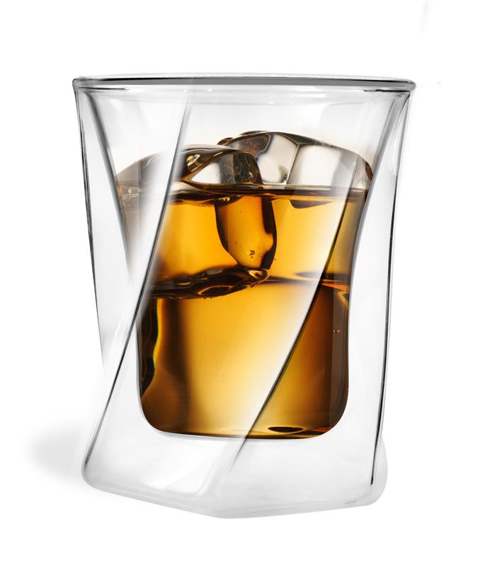 Vialli Design - Zestaw 6 szklanek do whisky 300ml i 6 słomek szklanych 20cm transparent