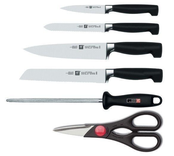 Zwilling - zestaw noży kuchennych w bloku Four Star 4 noże, stalka, blok, nożyce