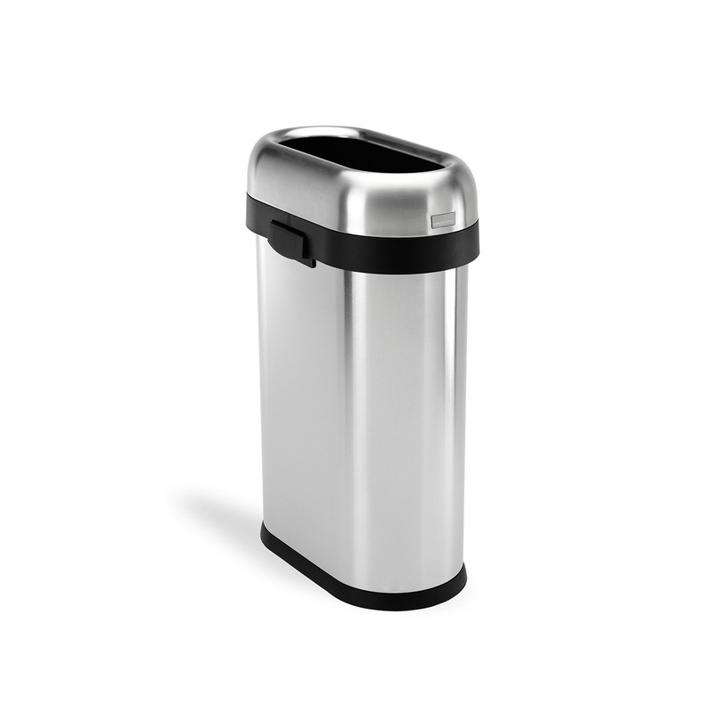 simplehuman - Kosz na śmieci 50L OPEN SLIM- stal matowa